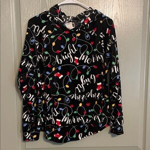 No Boundaries Black Festive Hoodie with Holiday Lights